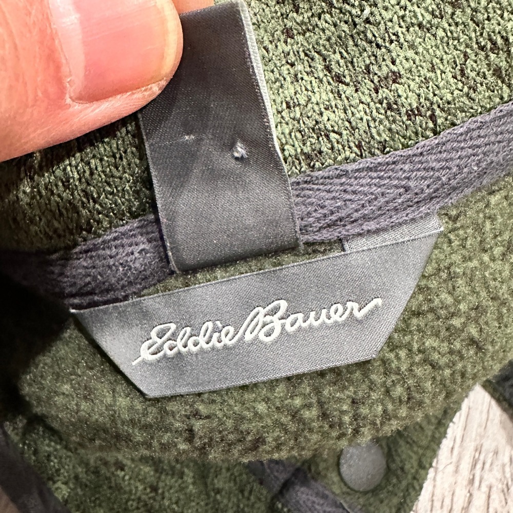 Eddie Bauer Mens Quarter Snap Fleece Pullover Heathered Green Large 50000090 - Picture 13 of 13